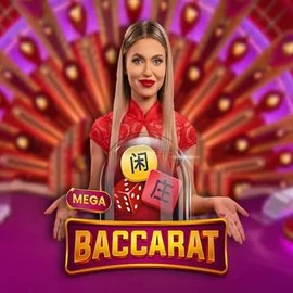 Mega Baccarat online game logo by Pragmatic Play on spinsmaya.nl